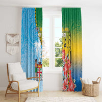 Malampa Fiji Day Window Curtain Tribal Pattern With Tropical Flowers - Polynesian Pride