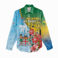 Personalised Malampa Fiji Day Women Casual Shirt Tribal Pattern With Tropical Flowers - Polynesian Pride