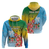 Personalised Malampa Fiji Day Zip Hoodie Tribal Pattern With Tropical Flowers - Polynesian Pride