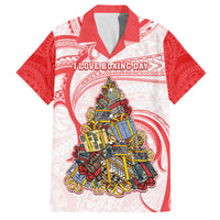 Personalized Happy Boxing Day Family Matching Off Shoulder Long Sleeve Dress and Hawaiian Shirt Polynesian Gift Boxes Christmas Tree LT05 Dad's Shirt - Short Sleeve Red - Polynesian Pride