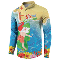 Christmas In Hawaii Button Sweatshirt Tis The Sea Sun