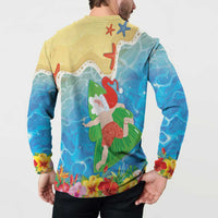 Christmas In Hawaii Button Sweatshirt Tis The Sea Sun