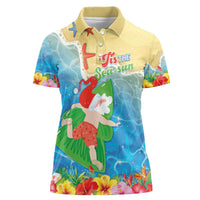 Christmas In Hawaii Women Polo Shirt Tis The Sea Sun LT05 Female Blue - Polynesian Pride