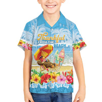 Personalised Hawaii Funny Thanksgiving Family Matching Tank Maxi Dress and Hawaiian Shirt Thankful From The Beach LT05 Son's Shirt Blue - Polynesian Pride