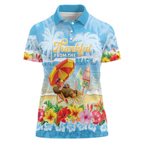 Personalised Hawaii Funny Thanksgiving Women Polo Shirt Thankful From The Beach LT05 Female Blue - Polynesian Pride