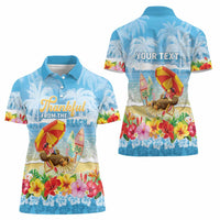 Personalised Hawaii Funny Thanksgiving Women Polo Shirt Thankful From The Beach LT05 - Polynesian Pride