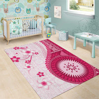 Bula Fiji Area Rug Pink Plumeria Masi Tapa Pattern - Polynesian Pride