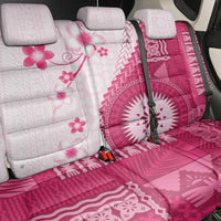 Bula Fiji Back Car Seat Cover Pink Plumeria Masi Tapa Pattern - Polynesian Pride