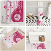 Bula Fiji Bathroom Set Pink Plumeria Masi Tapa Pattern - Polynesian Pride