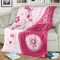 Bula Fiji Blanket Pink Plumeria Masi Tapa Pattern - Polynesian Pride