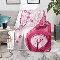 Bula Fiji Blanket Pink Plumeria Masi Tapa Pattern - Polynesian Pride