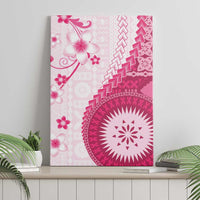 Bula Fiji Canvas Wall Art Pink Plumeria Masi Tapa Pattern - Polynesian Pride