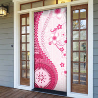 Bula Fiji Door Cover Pink Plumeria Masi Tapa Pattern - Polynesian Pride