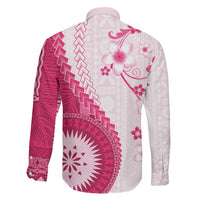 Bula Fiji Family Matching Tank Maxi Dress and Hawaiian Shirt Pink Plumeria Masi Tapa Pattern LT05 - Polynesian Pride
