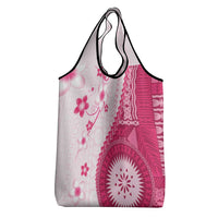 Bula Fiji Grocery Bag Pink Plumeria Masi Tapa Pattern - Polynesian Pride