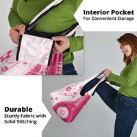 Bula Fiji Grocery Bag Pink Plumeria Masi Tapa Pattern - Polynesian Pride