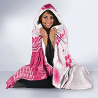 Bula Fiji Hooded Blanket Pink Plumeria Masi Tapa Pattern - Polynesian Pride