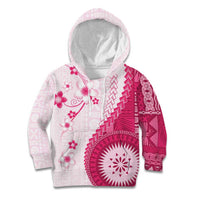 Bula Fiji Kid Hoodie Pink Plumeria Masi Tapa Pattern LT05 Hoodie Pink - Polynesian Pride