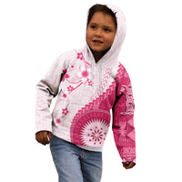 Bula Fiji Kid Hoodie Pink Plumeria Masi Tapa Pattern LT05 - Polynesian Pride
