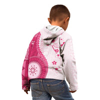 Bula Fiji Kid Hoodie Pink Plumeria Masi Tapa Pattern LT05 - Polynesian Pride