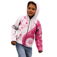 Bula Fiji Kid Hoodie Pink Plumeria Masi Tapa Pattern LT05 - Polynesian Pride
