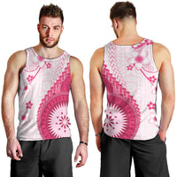 Bula Fiji Men Tank Top Pink Plumeria Masi Tapa Pattern - Polynesian Pride