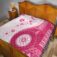 Bula Fiji Quilt Pink Plumeria Masi Tapa Pattern - Polynesian Pride