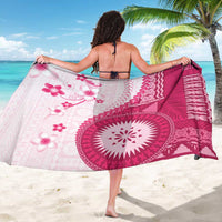 Bula Fiji Sarong Pink Plumeria Masi Tapa Pattern - Polynesian Pride
