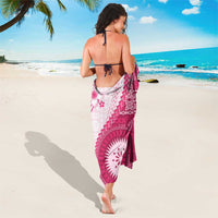 Bula Fiji Sarong Pink Plumeria Masi Tapa Pattern - Polynesian Pride