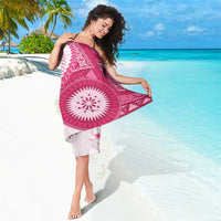 Bula Fiji Sarong Pink Plumeria Masi Tapa Pattern - Polynesian Pride