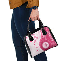 Bula Fiji Shoulder Handbag Pink Plumeria Masi Tapa Pattern LT05 - Polynesian Pride