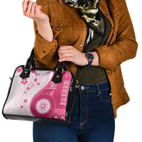 Bula Fiji Shoulder Handbag Pink Plumeria Masi Tapa Pattern LT05 - Polynesian Pride