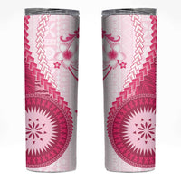 Bula Fiji Skinny Tumbler Pink Plumeria Masi Tapa Pattern LT05 Pink - Polynesian Pride