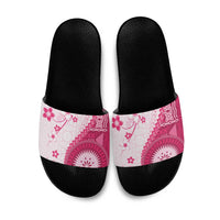 Bula Fiji Slide Sandals Pink Plumeria Masi Tapa Pattern LT05 Pink - Polynesian Pride