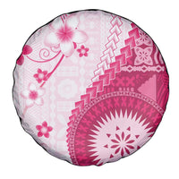 Bula Fiji Spare Tire Cover Pink Plumeria Masi Tapa Pattern - Polynesian Pride