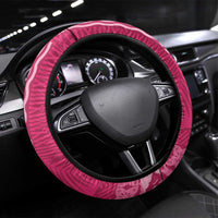Bula Fiji Steering Wheel Cover Pink Plumeria Masi Tapa Pattern - Polynesian Pride
