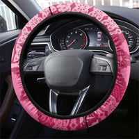 Bula Fiji Steering Wheel Cover Pink Plumeria Masi Tapa Pattern - Polynesian Pride