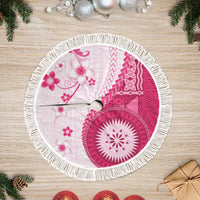 Bula Fiji Tree Skirt Pink Plumeria Masi Tapa Pattern - Polynesian Pride