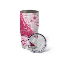 Bula Fiji Tumbler Cup Pink Plumeria Masi Tapa Pattern - Polynesian Pride