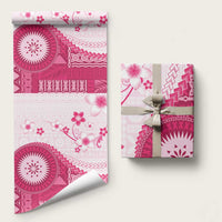 Bula Fiji Wrapping Paper Pink Plumeria Masi Tapa Pattern