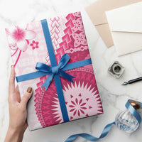 Bula Fiji Wrapping Paper Pink Plumeria Masi Tapa Pattern