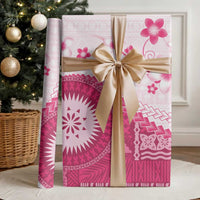 Bula Fiji Wrapping Paper Pink Plumeria Masi Tapa Pattern