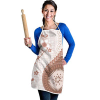 Bula Fiji Apron Brown Plumeria Masi Tapa Pattern - Polynesian Pride