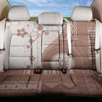 Bula Fiji Back Car Seat Cover Brown Plumeria Masi Tapa Pattern - Polynesian Pride