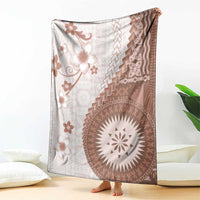 Bula Fiji Blanket Brown Plumeria Masi Tapa Pattern - Polynesian Pride