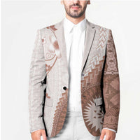 Bula Fiji Blazer Brown Plumeria Masi Tapa Pattern - Polynesian Pride