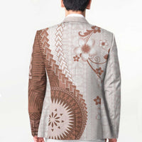 Bula Fiji Blazer Brown Plumeria Masi Tapa Pattern - Polynesian Pride