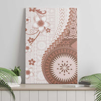 Bula Fiji Canvas Wall Art Brown Plumeria Masi Tapa Pattern - Polynesian Pride
