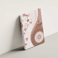 Bula Fiji Canvas Wall Art Brown Plumeria Masi Tapa Pattern - Polynesian Pride