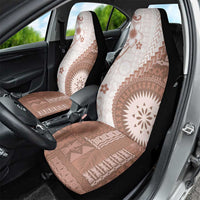Bula Fiji Car Seat Cover Brown Plumeria Masi Tapa Pattern - Polynesian Pride